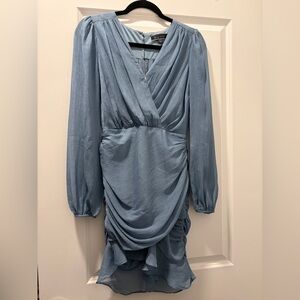 Blue Blush Long Sleeve Draped Dress